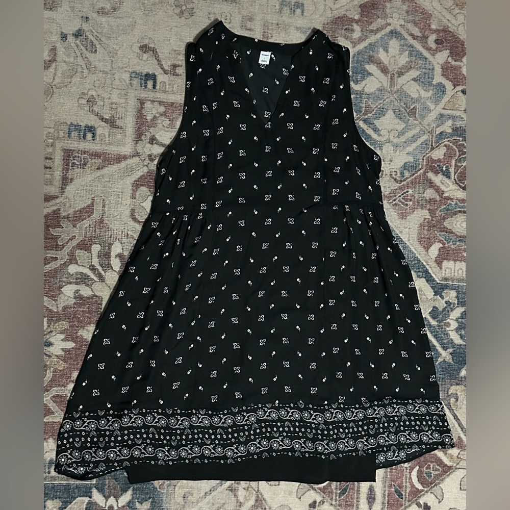 Old Navy Black Dress with White Floral Design
